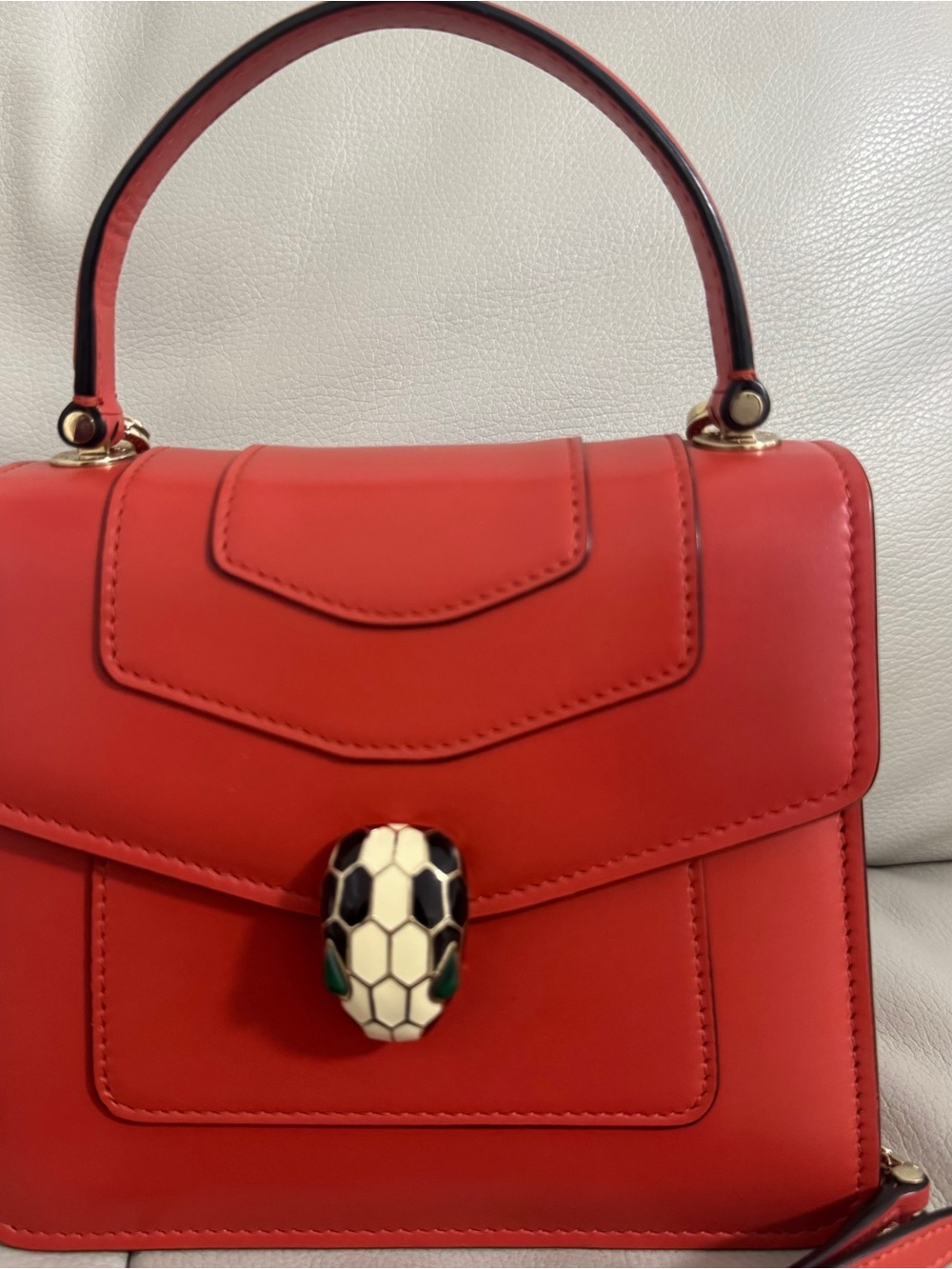 RED-Orange / scarlet Top Handle Bag - Real Authentication